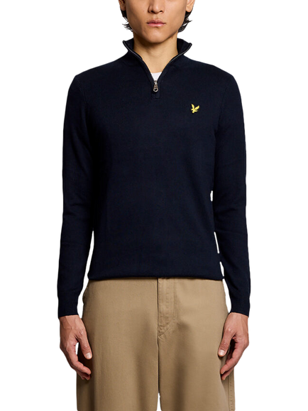 Lyle & Scott Cotton Rich Quarter-Zip Jumper, Z271 Dark Navy, Z271 Dark Navy