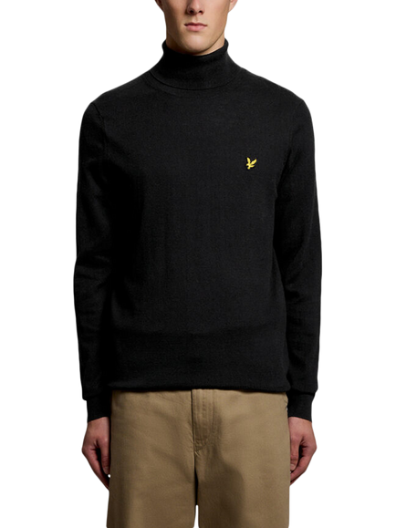 Lyle & Scott Cotton Rich Turtle Neck Jumper, Black, Black