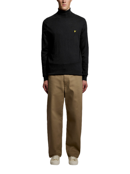 Lyle & Scott Cotton Rich Turtle Neck Jumper, Black - view 2, Black
