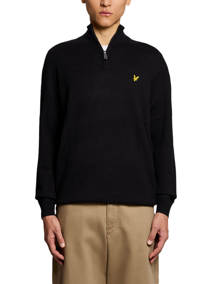 Lyle & Scott Cotton Rich Quarter-Zip Jumper, Jet Black - view 2, Jet Black