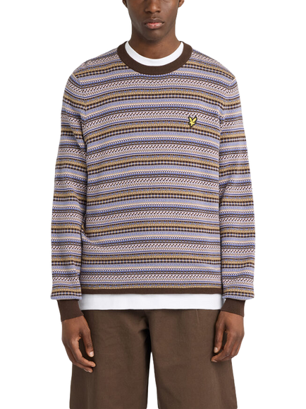 Lyle & Scott Cotton Fair Isle Crew Neck Jumper, Cove
