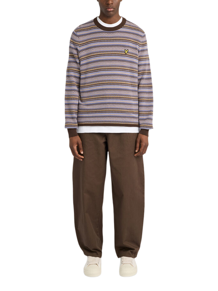 Lyle & Scott Cotton Fair Isle Crew Neck Jumper - view 2, Cove