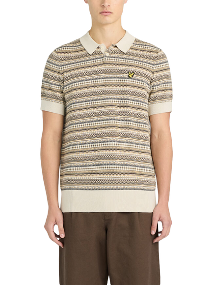 Lyle & Scott Fair Isle Short Sleeve Cotton Jumper, W870 Cove, W870 Cove