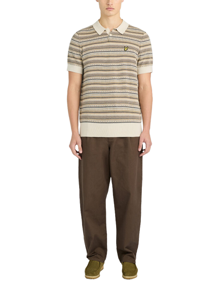 Lyle & Scott Fair Isle Short Sleeve Cotton Jumper, W870 Cove - view 2, W870 Cove