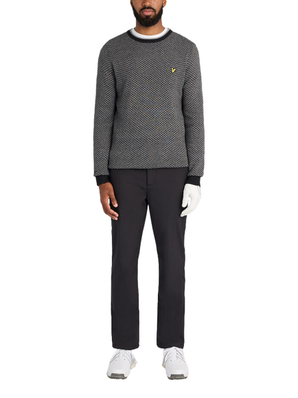 Lyle & Scott Golf Cross Hatch Crew Neck Jumper, Z865 Jet Black - view 2, Z865 Jet Black