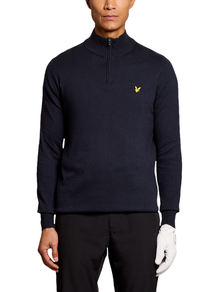 Lyle & Scott Cotton Rich Quarter-Zip Golf Jumper, Dark Navy, Dark Navy