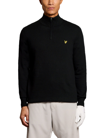 Lyle & Scott Cotton Rich Quarter-Zip Golf Jumper, Jet Black
