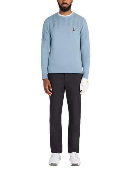 Lyle & Scott Golf Texture Block Crew Neck Jumper - view 2, Y276 Steel Blue
