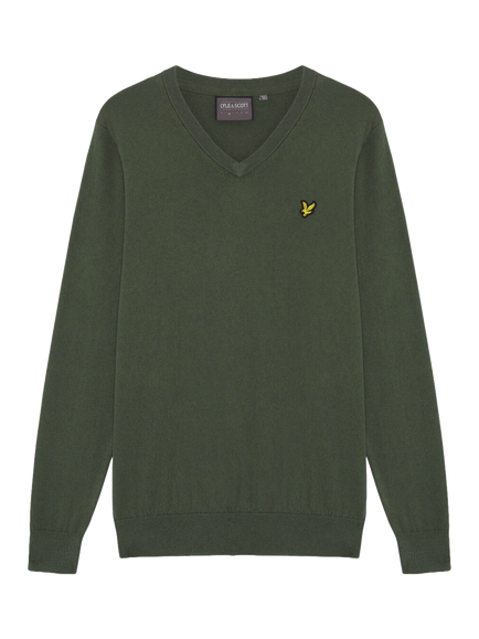 Lyle & Scott Golf Cotton Rich V-Neck Jumper, Cactus Green