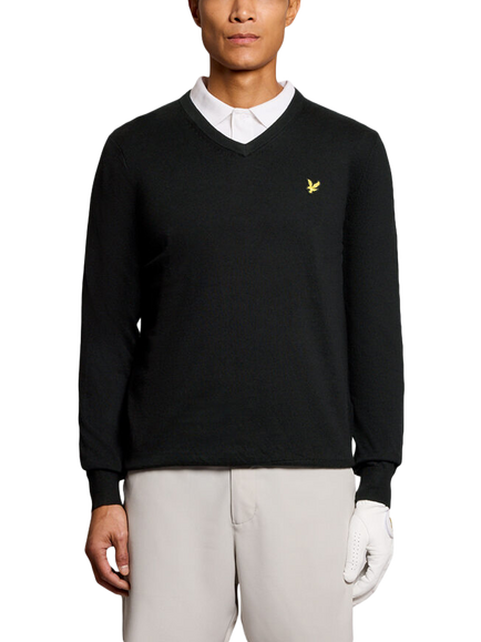 Lyle & Scott Cotton Rich Golf V-Neck Jumper, Jet Black, Jet Black