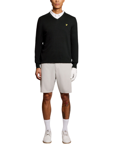 Lyle & Scott Golf Cotton Rich V-Neck Jumper - view 2, Jet Black
