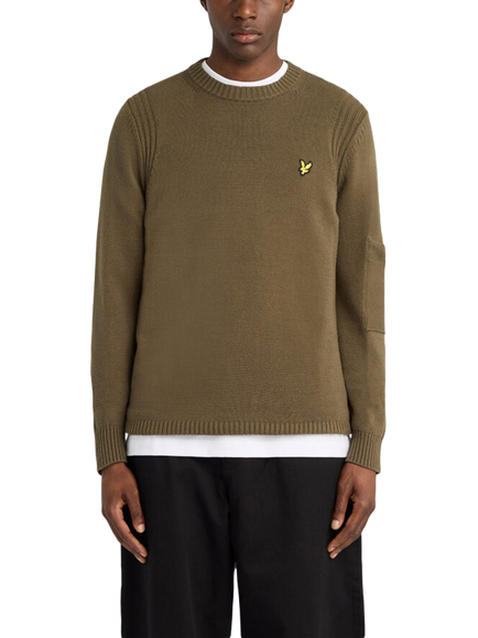 Lyle & Scott Cotton Rich Rib Knit Crew Neck Jumper, Y294 True Olive, Y294 True Olive