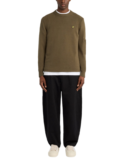 Lyle & Scott Cotton Rich Rib Knit Crew Neck Jumper, Y294 True Olive - view 2, Y294 True Olive