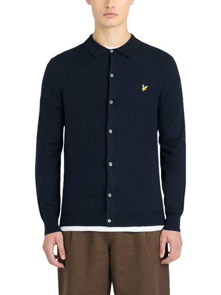 Lyle & Scott Crew Neck Cardigan, Dark Navy, Dark Navy
