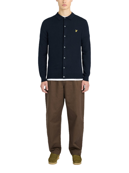 Lyle & Scott Crew Neck Cardigan, Dark Navy - view 2, Dark Navy