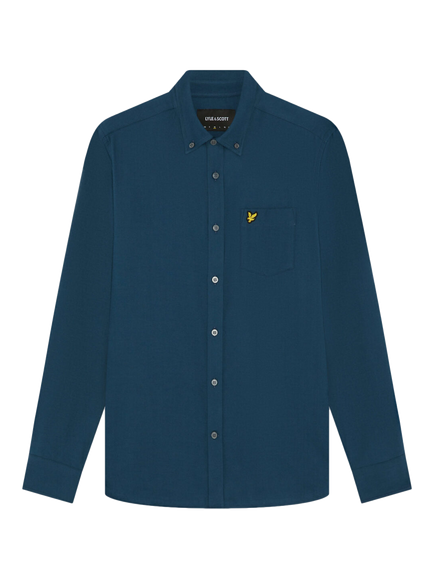 Lyle & Scott Cotton Plain Flannel Shirt, Aegan Blue, Aegan Blue