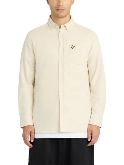 Lyle & Scott Cotton Plain Oxford Shirt, Y115 Whitecap Grey