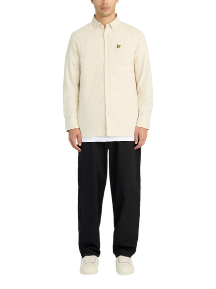 Lyle & Scott Cotton Plain Oxford Shirt - view 2, Y115 Whitecap Grey