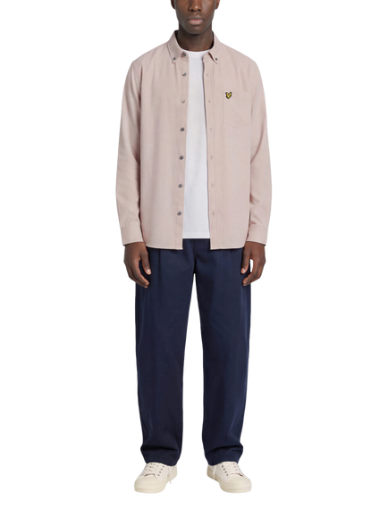 Lyle & Scott Cotton Plain Flannel Shirt, Dusty Pink - view 2, Dusty Pink