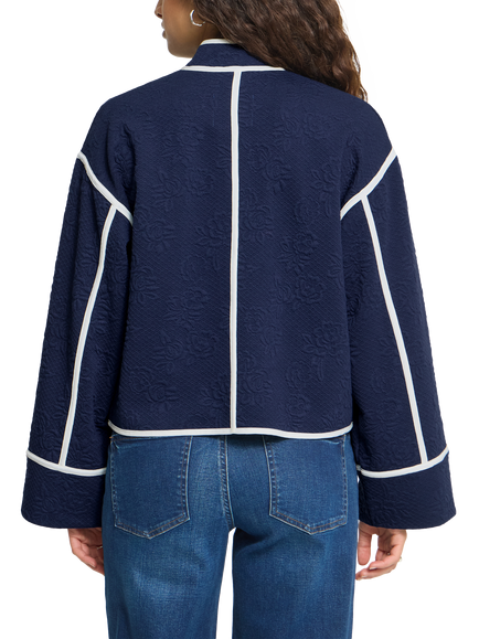 ICHI Ihkate Structured Mandarin Collar Shacket, Maritime Blue - view 2, Maritime Blue