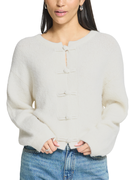 ICHI Ihandora Toggle Detail Cardigan, Birch, Birch