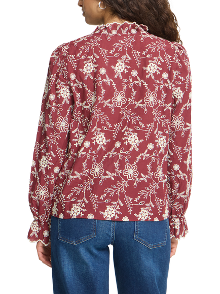 ICHI Ihfulia Floral V-Neck Blouse, Zinfandel - view 2, Zinfandel