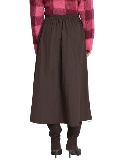 ICHI Ihgafna Gathered High Waist Midi Skirt, Coffee Bean - view 2, Coffee Bean