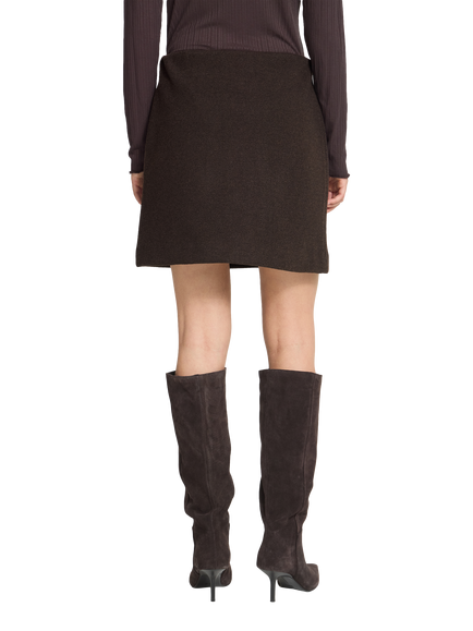 ICHI Ihwolca Contoured Knit Mini Skirt - view 2, Chocolate Torte