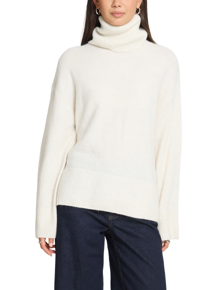 ICHI Ihkamara Sumptuous Roll Neck Jumper, Cloud Dancer, Cloud Dancer