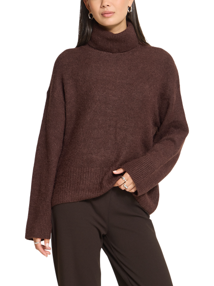 ICHI Ihkamara Sumptuous Roll Neck Jumper, Coffee Bean, Coffee Bean