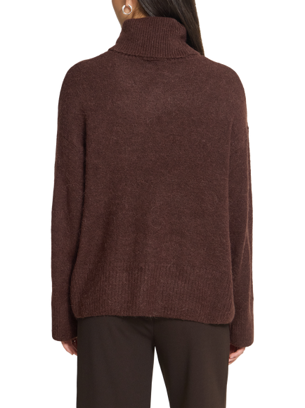 ICHI Ihkamara Sumptuous Roll Neck Jumper, Coffee Bean - view 2, Coffee Bean
