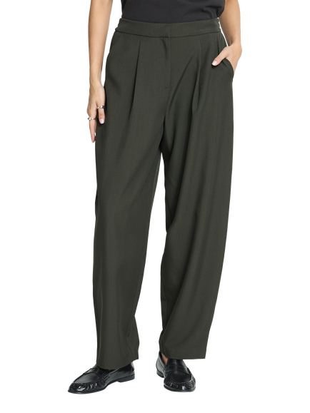 ICHI Ihfava Barrel Leg Trousers, Rosin Melange, Rosin Melange