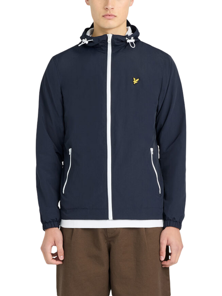 Lyle & Scott Contrast Zip Through Hooded Utility Jacket, X136 Dark Navy/White, X136 Dark Navy/White