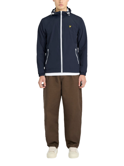 Lyle & Scott Contrast Zip Through Hooded Utility Jacket - view 2, X136 Dark Navy/White