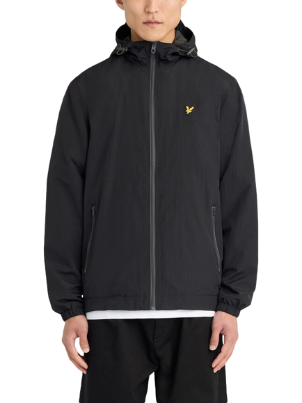 Lyle & Scott Contrast Zip Through Jacket, Jet Black, Jet Black/Gunmetal