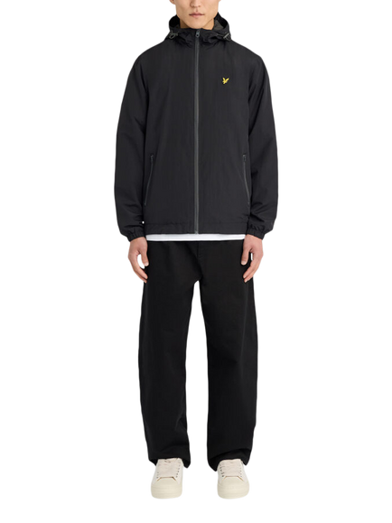 Lyle & Scott Contrast Zip Through Hooded Utility Jacket - view 2, Jet Black/Gunmetal