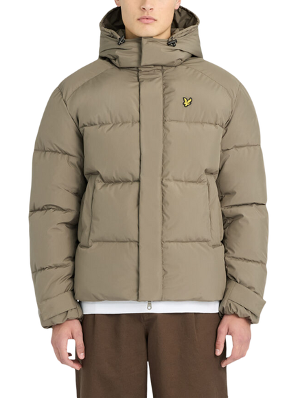 Lyle & Scott Hooded Puffer Jacket, Khaki Ash