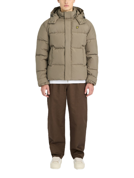 Lyle & Scott Hooded Puffer Jacket - view 2, Khaki Ash