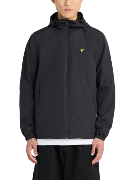 Lyle & Scott Taped Zip Through Hooded Jacket, Jet Black, Jet Black