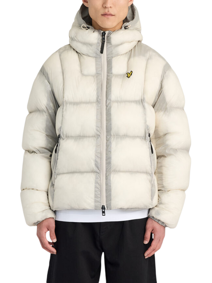Lyle & Scott Translucent Hooded Puffer Jacket, Putty, Putty