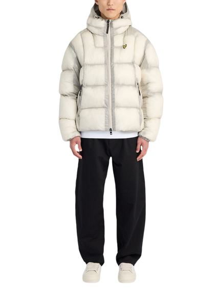 Lyle & Scott Translucent Hooded Puffer Jacket, Putty - view 2, Putty