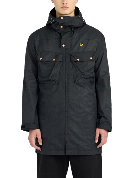Lyle & Scott Waxed Hooded Parka Jacket, Jet Black, Jet Black