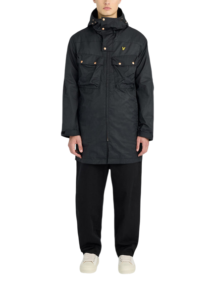 Lyle & Scott Waxed Hooded Parka Jacket, Jet Black - view 2, Jet Black