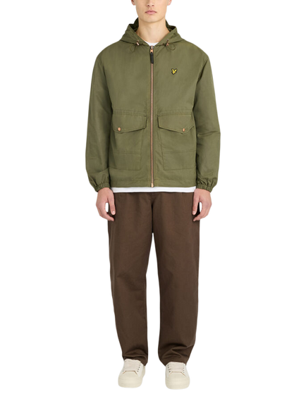Lyle & Scott Waxed Hooded Utility Jacket, True Olive - view 2, True Olive