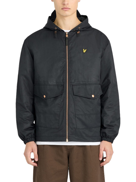 Lyle & Scott Cotton Rich Waxed Hooded Jacket, Jet Black, Z865 Jet Black