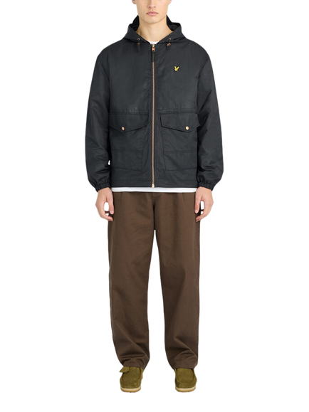 Lyle & Scott Cotton Rich Waxed Hooded Jacket, Jet Black - view 2, Z865 Jet Black