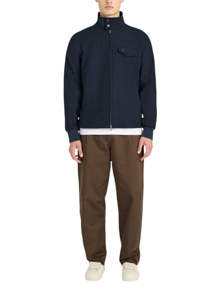 Lyle & Scott Wool Blend Harrington Jacket, Dark Navy - view 2, Dark Navy
