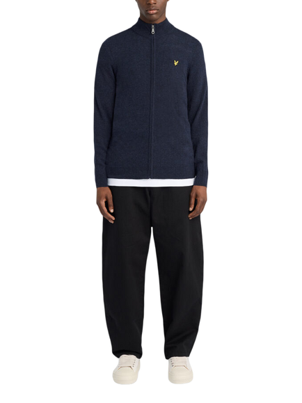 Lyle & Scott Lambswool Zip Cardigan, Dark Navy Marl - view 2, Z56 Dark Navy Marl