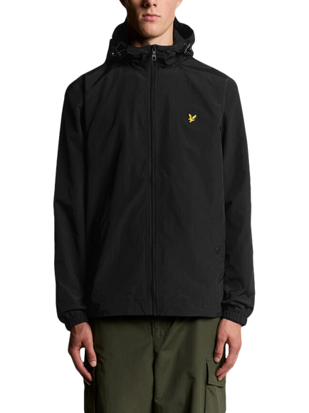 Lyle & Scott Zip Up Nylon Hooded Utility Jacket, Jet Black, Z865 Jet Black