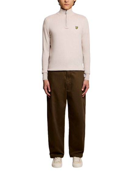 Lyle & Scott Quarter-Zip Cotton Jumper, W870 Cove - view 2, W870 Cove